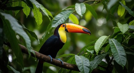 Toucan in rainforest