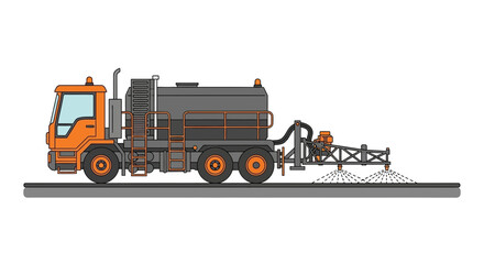 Obraz premium Industrial Sprayer Truck Performing Road Surface Application