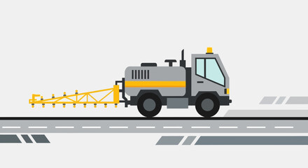 Industrial Sprayer Truck Performing Roadside Maintenance