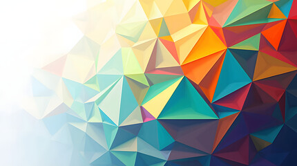 Obraz premium Vibrant geometric abstract art featuring colorful 3D triangular shapes creating a dynamic visual experience.