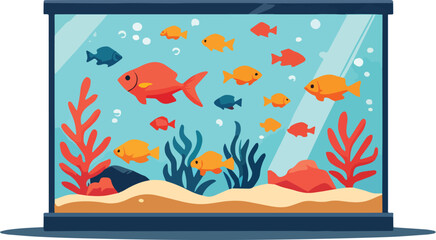 acquario con pesci dolce salata acqua tropicali rossi vettoriale © maximilian