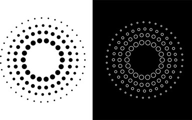 Halftone circle frames radial dots pattern abstract vintage circular elements graphic elements vector illustration
