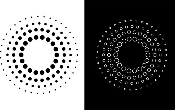 Halftone circle frames radial dots pattern abstract vintage circular elements graphic elements vector illustration