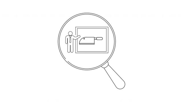 Magnifying Glass Examines Presentation with Saw Machine Outline.