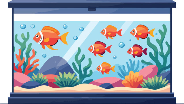 acquario con pesci dolce salata acqua tropicali rossi vettoriale