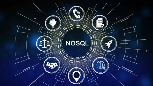 No S Q L Database Concept Infographic with Business Strategy and Marketing Terms NoSQL