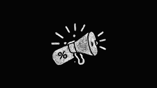 Sketch mega sale icon animation - smooth progressive reveal
