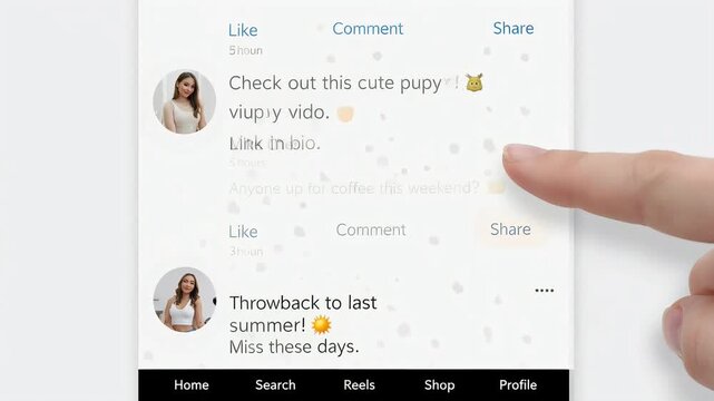 Social Media Post Interface Animation With Like Comment and Share Buttons