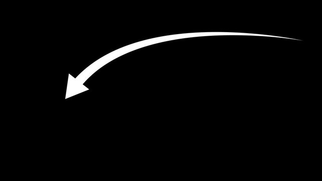 White arrow pointer moving right on black background directional symbol motion animation transition effect
