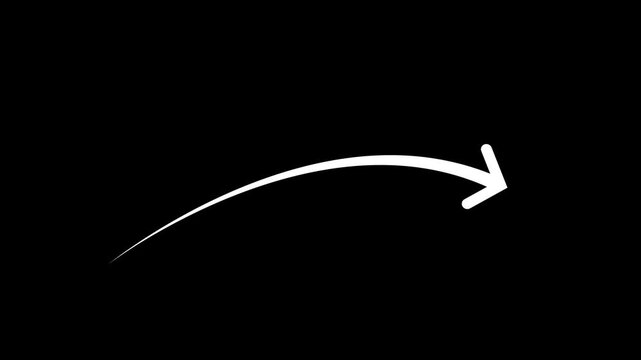 White arrow pointing to the right on black background direction indicator curved arrow symbol right pointing arrow