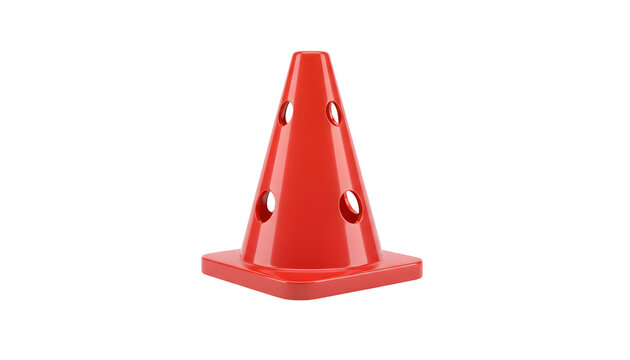 Bright orange traffic cone on a white background.