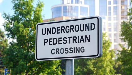 Obraz premium Underground Pedestrian Crossing Sign in Urban Environment.