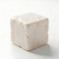 Cube of Raw Unprocessed Coconut Flesh with a Smooth Texture