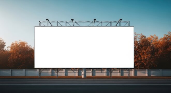 A large blank billboard on the side of a road