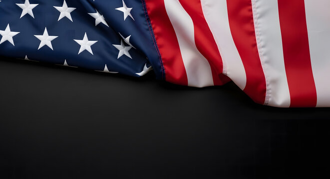 American flag on black background