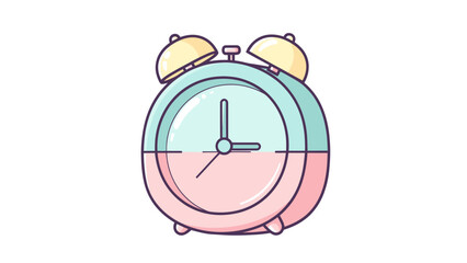 Obraz premium Cute vintage twin bell alarm clock flat illustration.