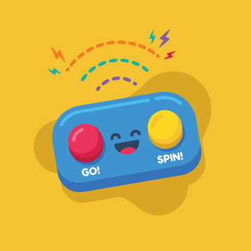 Cute Cartoon Game Controller with Happy Face.