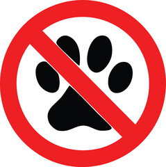 No Pets Allowed Symbol - Red Circle and Slash Prohibition Icon for Restricted Areas