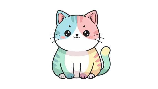 A cute cartoon cat illustration with pastel colors.