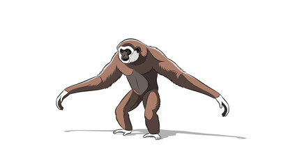 Cartoon gibbon ape monkey with arms outstretched © Marchell