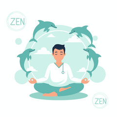 Fototapeta premium Serene Dolphin Meditation Circle For Inner Peace And Tranquility