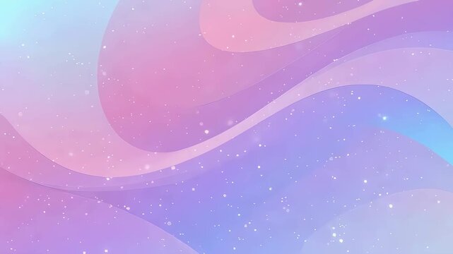 Pastel abstract wavy background with particles motion. Smooth pink, purple, and blue gradient liquid flow for modern design.