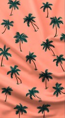 Obraz premium Pattern of palm trees on a flowing coral fabric