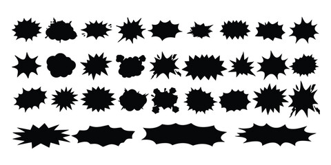 Collection of explosion and burst shapes for speech bubbles and comic effects © Prsho