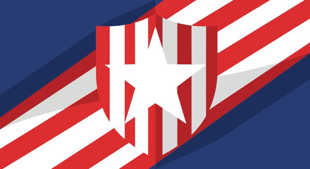 Obraz premium Striking Shield Emblem Featuring Star and Stripes Patriotism Background