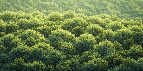 Fototapeta premium A vibrant field of trees bathed in sunlight.