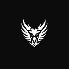 Naklejka premium Abstract white owl design on black background suitable for graphic elements