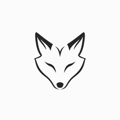 Obraz premium Minimalist fox head illustration in black and white for design and branding