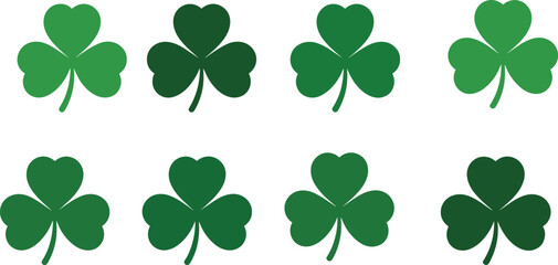 Fototapeta premium Nine green shamrock symbols arranged in a three by three grid clover leaf