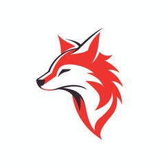 Obraz premium Stylized red fox head logo against white background vector illustration