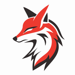 Obraz premium Stylized red fox head logo on white background vector illustration