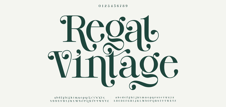 Regat Vintage. Elegant luxury serif display font vector with alternate