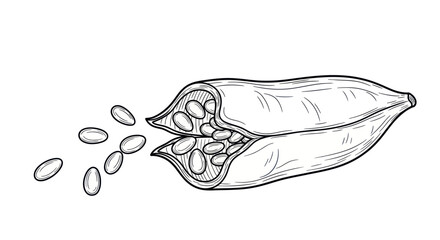 Open Pouch Filled With Seeds Illustration. © wdflm