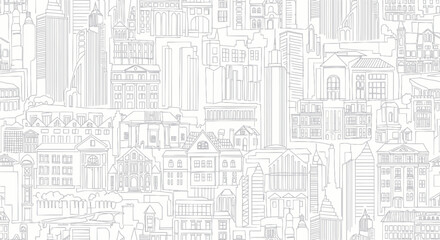 Fototapeta premium Detailed Cityscape Illustration with Skyscrapers and Buildings.