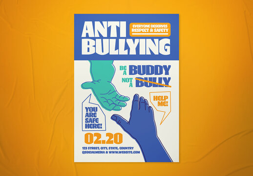 Colorful Bold Flat Anti Bullying Campaign Flyer
