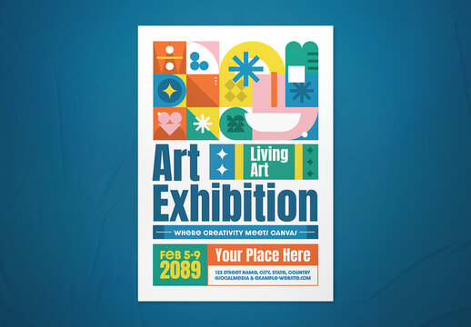 Pastel Colorful Geometric Art Exhibition Event Flyer