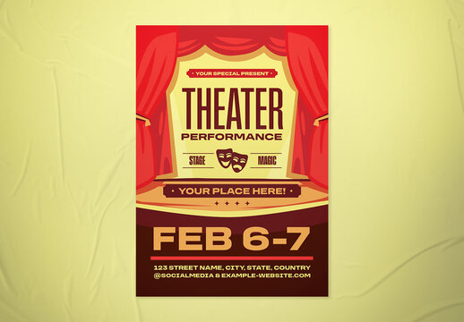 Red Illustrative Theater Perfomance Event Flyer
