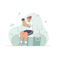 Woman Capturing Sports Moments with Enthusiasm During Game, Focused and Determined