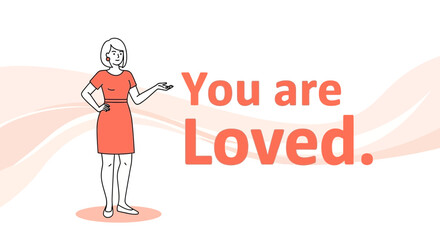 Fototapeta premium Woman Expressing Love And Appreciation In A Minimalist Style Using Simplified Illustrations