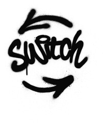 graffiti switch word sprayed in black over white
