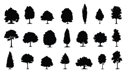 Assortment of tree silhouettes in various shapes and sizes © Selim