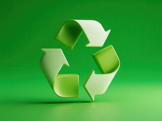 Obraz premium recycling symbol 3d isolated on a green background