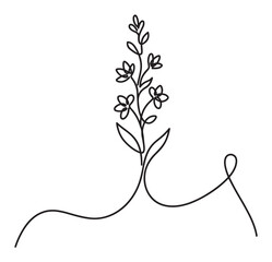 Minimalist continuous line art flower plant drawing elegantly captures the essence of nature with a simple, modern aesthetic.