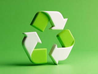Obraz premium recycling symbol 3d isolated on a green background