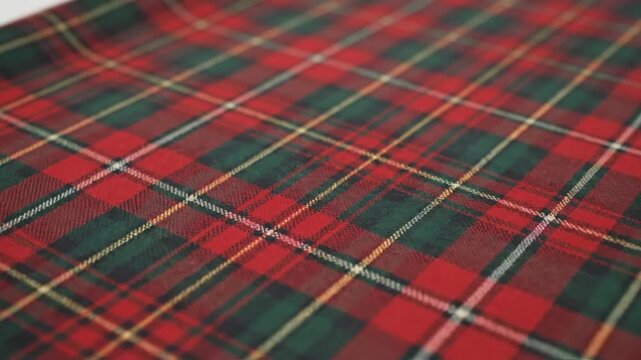 Classic red and green tartan plaid fabric texture background