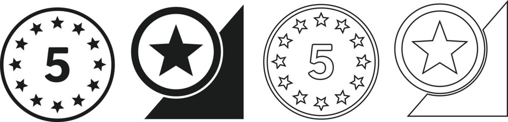Fototapeta premium Collection of star rating icons with numbers and symbols